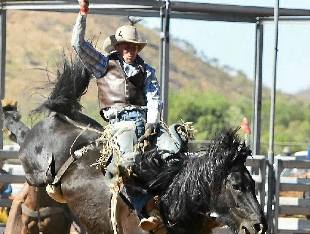 WIN: Gore cowboy Fred Osman on the way to a victory in the bareback ride at the Mt Isa Rodeo. WIN: Gore cowboy Fred Osman on the way to a victory in the bareback ride at the Mt Isa Rodeo.